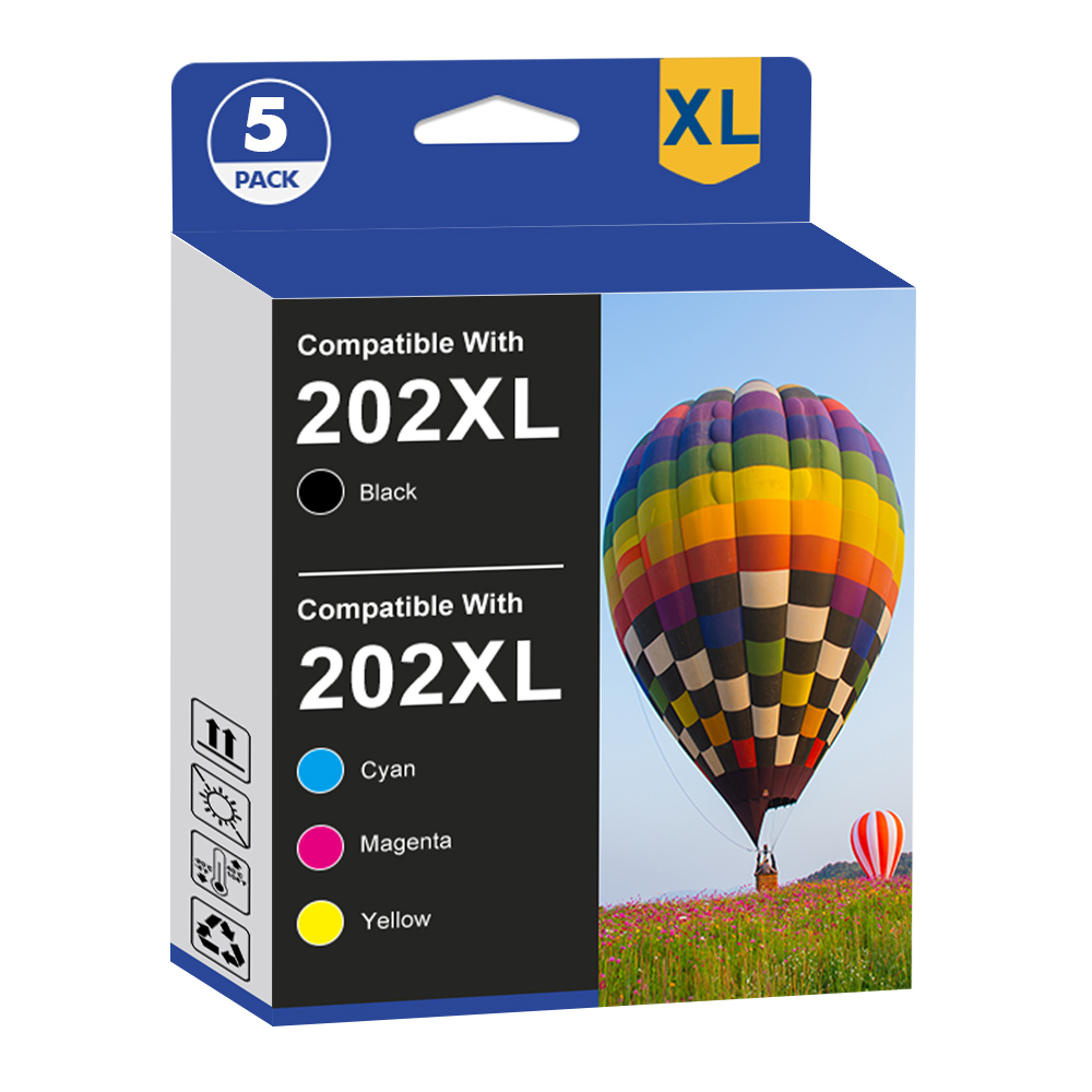 5-PK 202XL Ink Cartridges for Epson WorkForce WF-2860 XP-5100