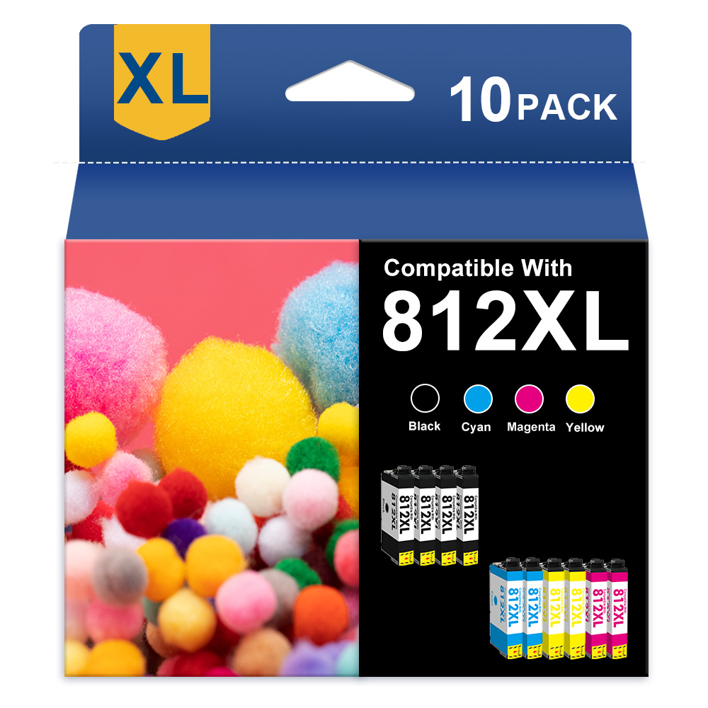 rintosull スターターセット Lサイズ T812XL 812 XL Ink Cartridge for Epson WorkForce WF-7840 WF-7820 WF