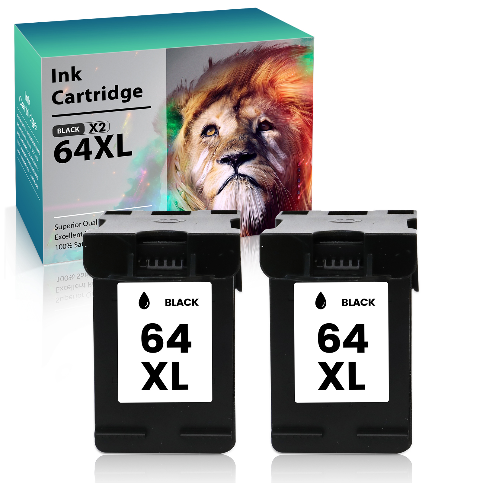 2 Pack Black 64XL Ink Cartridge 64 XL for HP ENVY 6232 6252 7164