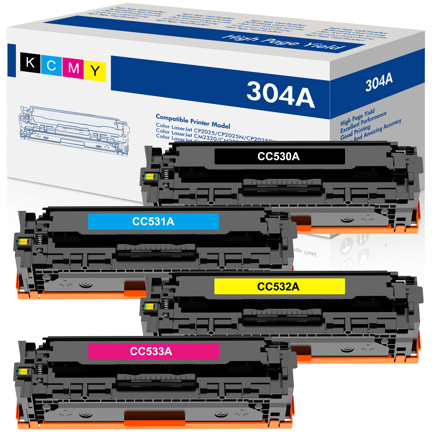 Cartouche Toner HP 304A Originale CC530A Noire - LaserJet CP2025 CM2320 - Emballage Ouvert
