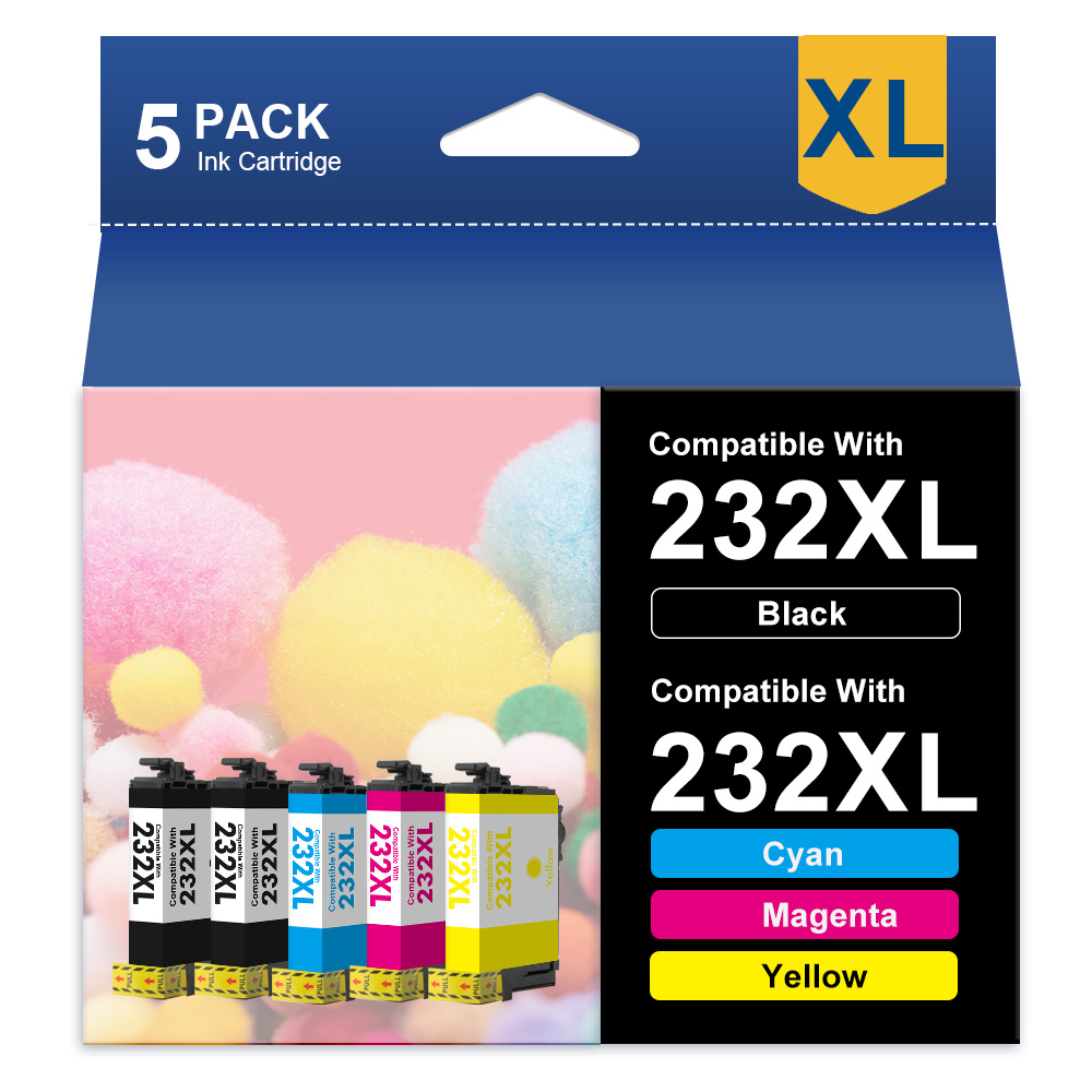 5-Pack 232XL T232 XL Ink Cartridge for Epson 232 WF-2930 WF-2950